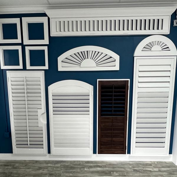 various window blinds on display